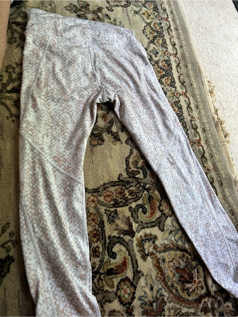 Athleta Pale Pink & White Patterned Leggings